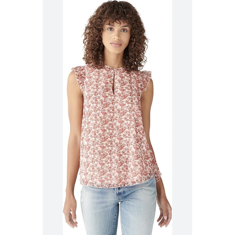 Lucky Brand‎ Blouse Womens Plus Size XXL Pink Multi Floral Flutter Sleeve Top